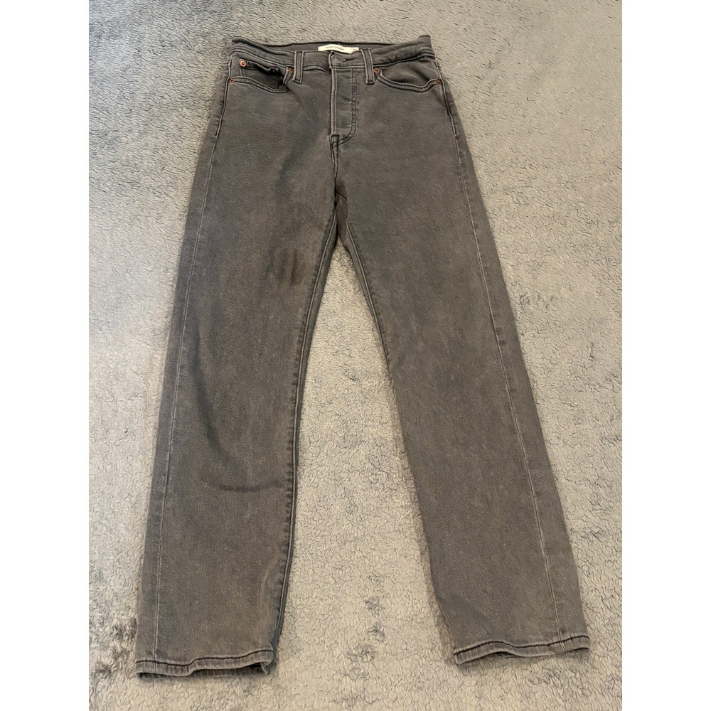 Levis Wedgie Straight Jeans Washed Gray High Rise Button Fly Size 26